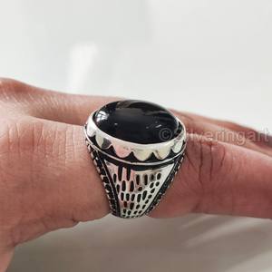 Anillo de Plata de Ley 925 para Hombre, con Piedra de Ónix Negro Natural, Piedra de Nacimiento de Diciembre, Todas las Tallas, Joyería Pesada para Fiestas, Venta al por Mayor - Product Image 3