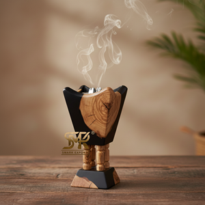 Brûleur bakhoor en résine et bois porte-encens parfait pour les rituels spirituels méditation relaxation et décoration de maison de luxe - Product Image 2