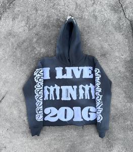 Sudaderas con capucha de peso pesado de otoño e invierno, felpa estampada personalizada y color sólido grueso, marca de moda para hombres personalizada - Product Image 2