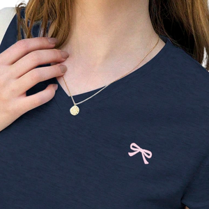 <b>Womens</b> Casual Short Sleeve <b>T</b> <b>Shirt</b> Round <b>Neck</b> Soft Cotton Slub Knit Basic Top Summer Daily Wear Small Bow Detail Slim Fit - Product Image 5