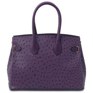 Bolso Tote Clásico de Cuero Genuino con Textura de Avestruz, Cierre de Hebilla, Bolso de Mano para Mujer, Uso Diario, Dos Asas, Duradero - Product Image 3