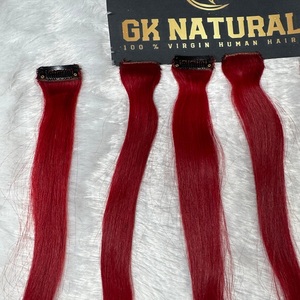 Красные пряди от <span class=keywords><strong>Queens</strong></span> Remy для наращивания, Выделенные Красочные волнистые текстуры, Необработанные индийские человеческие волосы, заколка - Product Image 5