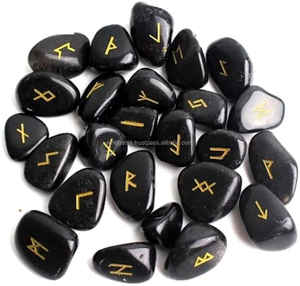 ENSEMBLES DE RUNE D'OBSIDIENNE NOIRE NATURELLE Offre Spéciale DE MEILLEURE QUALITÉ CRISTAUX DE GUÉRISON 25 PIÈCES ENSEMBLE DE RUNE EN AGATE - Product Image 3