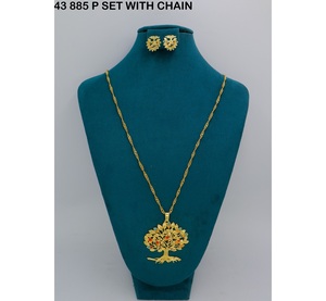 Gold Plated Designer Dubai Jewelry Pendant Chain African Bridal Necklace Saudi Arabia <b>for</b> <b>Women</b> Wedding Jewelry Pendant <b>set</b> - Product Image 2
