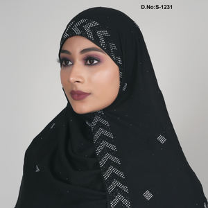 Premium Chiffon Hijab with Diamond Motif Scatter Design and Signature Patterned Edge for Elegant Modest Styling - Product Image 3