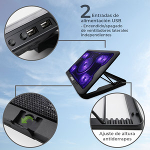 Support de refroidissement pour ordinateur portable USB avec 5 ventilateurs, en plastique, pour ordinateur et jeux vidéo - Product Image 4