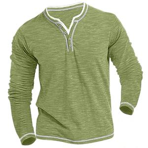 Camisetas con cuello en V para hombre, camiseta informal para otoño e invierno, camiseta Henley elástica suave y cómoda de manga larga para hombre - Product Image 4