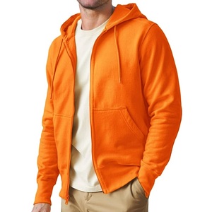 เสื้อฮู้ดแบบมีซิปสำหรับผู้ชายผ้าฝ้าย100% แขนยาวผ้าคอตตอนสีทึบทึบทึบทึบแขนยาว - Product Image 1