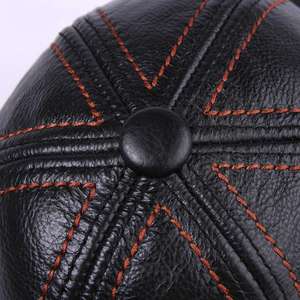 Genuine Leather Baseball Cap <b>Men</b> <b>Black</b> Cowhide Sheep Hat Male Adjustable Autumn Winter <b>Real</b> Leather Caps High Quality OEM - Product Image 6
