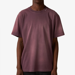 Camiseta Sunfaded de algodón/fibra de bambú para hombre, camiseta de diseño en blanco de cuello alto de manga corta con patrón sólido - Product Image 1