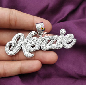 Fascinante colgante de letra Hip Hop para hombre Plata de Ley 925 con diamante de moissanita de corte redondo de claridad VVS para fiestas - Product Image 5