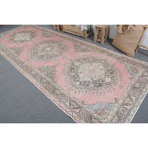 4.7x13 ft Vintage Rug, Turkish <b>Runner</b> Rug, <b>Red</b> Blue Animal Print Rug - Product Image 4