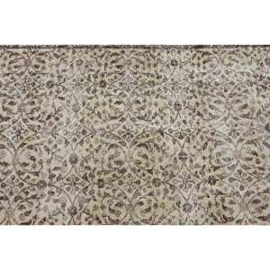 Alfombra de lana turca Vintage 3,3X6,5 pies Beige marrón Patchwork diseño rectángulo pasillo modelo con respaldo de látex 10mm de espesor - Product Image 5