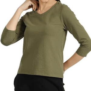 Camiseta de Verano para Mujer, Negra, Tejido Sólido, de Alta Calidad, Corte Regular, 100% Algodón, Transpirable y Resistente - Product Image 4