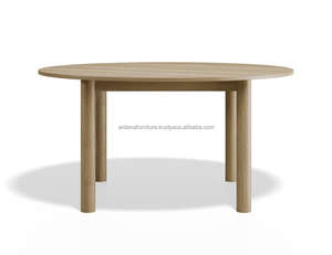 Mesa de Comedor Redonda de Madera Maciza Europea Moderna, Marca ARDENA, Fabricada por Expertos en Indonesia, Jawa Tengah, Estilo Atemporal para Apartamento - Product Image 1
