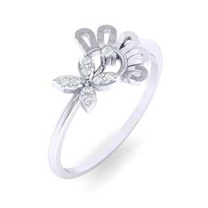 Anillo Floral de Oro Certificado de 14Kt/18Kt con Diamantes Reales de 0.07ct - Product Image 1