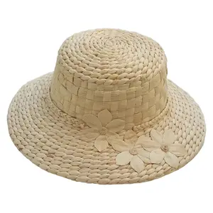 Chapéu de palha tecido de água, alta qualidade, verão, hiacinth, venda quente, personalizado, adulto, crianças, melhor preço, vietnã, fornecedor