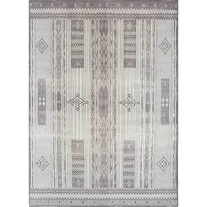 Alfombra de Poliéster Tejida a Mano con Patrón Geométrico Color Marfil, Modelo AKPL-3008, para Decoración de Sala de Estar y Pasillo, Forma Rectangular - Product Image 1