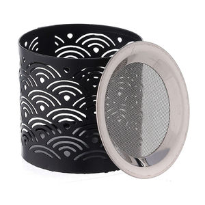 Brûleur d'encens de qualité supérieure pour les exportations Brûleur de parfum de style luxe avec revêtement noir en filet de coupe attrayante - Product Image 3