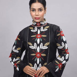 ชุดคาฟตันกำมะหยี่สีดำสุดหรูสำหรับผู้หญิงชุดเดรสแขนยาวปักหลากสีน้ำหนักเบาสไตล์โมร็อกโก - Product Image 4