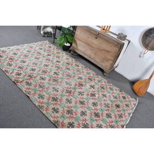 Alfombra turca Vintage de 4 pies, 6 pulgadas x 7 pies, 9 pulgadas, lana verde blanca, tejido plano, patrón de retazos, alfombra de sala de estar, látex para decoraciones - Product Image 4