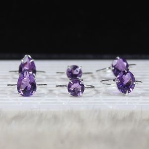 Anillo de amatista de Plata de Ley 925 al por mayor, piedra preciosa cortada en forma de pera de diseñador, estilo clásico para suministros de lotes de fiestas - Product Image 2