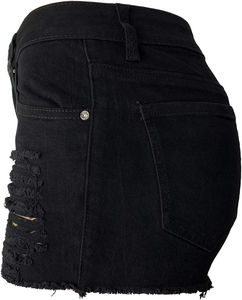 Shorts en jean pour femmes, vente en gros, décontractés, vintage, été, respirants, à boutons, taille mi-haute, jambe droite, lavables - Product Image 2