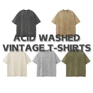 Camiseta lavada con ácido personalizada para hombre, 100% algodón, ropa de calle informal con hombros caídos y peso pesado, venta al por mayor - Product Image 2