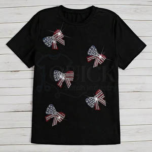 T-shirts strass pour femmes d'été à séchage rapide mélange de coton/polyester respirant et écologique de haute qualité - Product Image 4