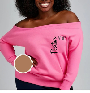Sudaderas extragrandes con hombros descubiertos de alta calidad para mujer Good Vibes Only Sudaderas con capucha de talla grande Positive Vibes Only Tops - Product Image 3