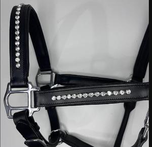 Harnais en cuir Adeefa Enterprise avec cristaux transparents pour chevaux avec embout en acier inoxydable pour chevaux. - Product Image 2