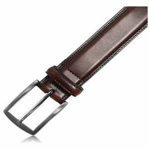 Ceinture en cuir véritable de style d'affaires de haute qualité avec logo personnalisé pour hommes du Pakistan Boucle ardillon à double face Vente en gros - Product Image 5