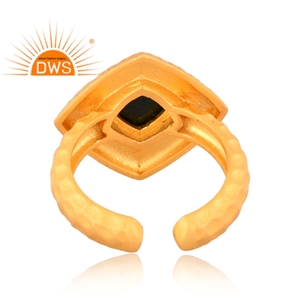Latest Handmade Design 18K Gold Plated Natural Malachite Gemstone <b>Adjustable</b> <b>Ring</b> Custom Jewelry Manufacturer - Product Image 4