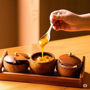 Salero de Madera Retro con Tapa y Cuchara, Contenedor de Especias, Tarro de Madera de Azufaifo para Especias o Azúcar, por f s i - Product Image 5