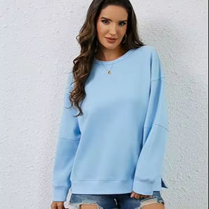 Sweat surdimensionné décontracté col rond hauts pullover chemises à manches longues à la mode automne mode vêtements 2025 pour les femmes conception douanière - Product Image 1