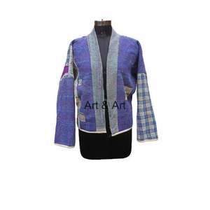 Autumn Winter Reversible Kantha Quilted Jackets Handmade Intricate Embroidered Designs Customized Unique Logo Front Cotton - Product Image 4