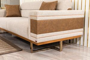 Juego de Sofás de Tela Geométrica Moderna, Sofá de Sala de Estar Contemporáneo de Dos Tonos y 3 Plazas con Patas de Metal - Product Image 6