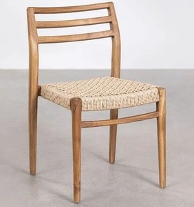 Silla de comedor de madera de teca Roxcy con muebles de teca de cuerda - Product Image 1