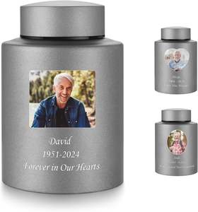 Photo Urnes de crémation personnalisées pour cendres humaines Mémorial funéraire personnalisé en acier inoxydable 5.9 pouces Souvenir décoratif moyen - Product Image 1
