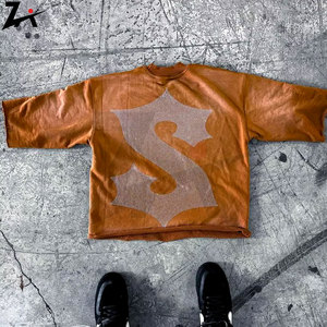 T-shirt unisexe surdimensionné à manches longues, imprimé et brodé en 3D, style Y2K Harajuku Hip Hop Gothique, avec strass et effet délavé à l'acide, idéal pour l'hiver - Product Image 6