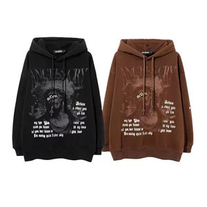 Haute qualité surdimensionné cordon unisexe sweats à capuche Baggy Style 3D imprimé acide lavé Vintages coton polaire pour l'hiver hommes - Product Image 1