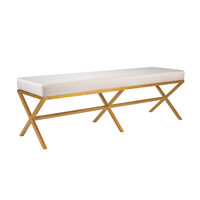 Banc en métal moderne et durable avec assise rembourrée, design rectangulaire pour salon, hôtel et villa