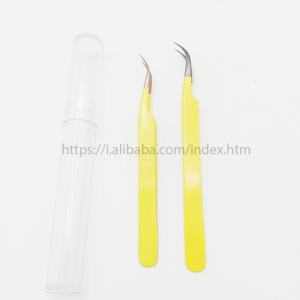 Custom Design <b>Eyelash</b> Tweezers <b>Kit</b> for Beauty Yellow Color OEM <b>Eyelash</b> Tweezers Set High Quality <b>Eyelash</b> <b>Extensions</b> Tweezers - Product Image 4