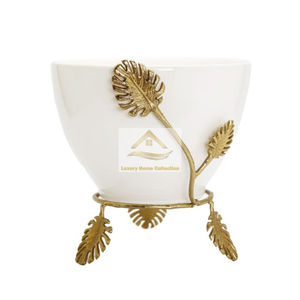 Bol de forme ronde avec un design attrayant couleur argent martelé support en forme de feuille de travail nouilles sert des outils de cuisine d'Inde - Product Image 2