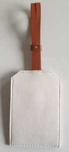 Etiquette de bagage en cuir PU de luxe Sangle à boucle réglable Fenêtre de carte nominative ouverte Cuir PU classique - Product Image 4