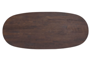 Moderne Deense Ovale Europese Stijl Walnoot Afwerking Massief Mango Houten Eettafel Met Houten Voetstuk