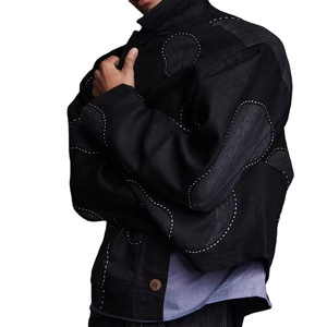 Retro Trendy High Street Eco-Friendly Windproof Breathable Patched Button Denim Bomber <b>Jacket</b> for <b>Men</b> Spring Autumn Winter - Product Image 5