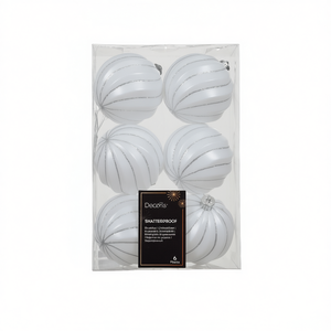 Ensemble de 6 boules de Noël en plastique blanc d'hiver Kaemingk 26077 pour décorations festives - Product Image 2