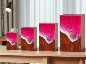 โกศเผาไม้และเรซินทำด้วยมือสีชมพูขี้เถ้ากล่องของชำร่วยสำหรับผู้ใหญ่ - Product Image 6