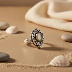 "Cluster <b>Statement</b> <b>Ring</b> with Turquoise Cut Stone in 925 Sterling Silver for Women" - Product Image 3